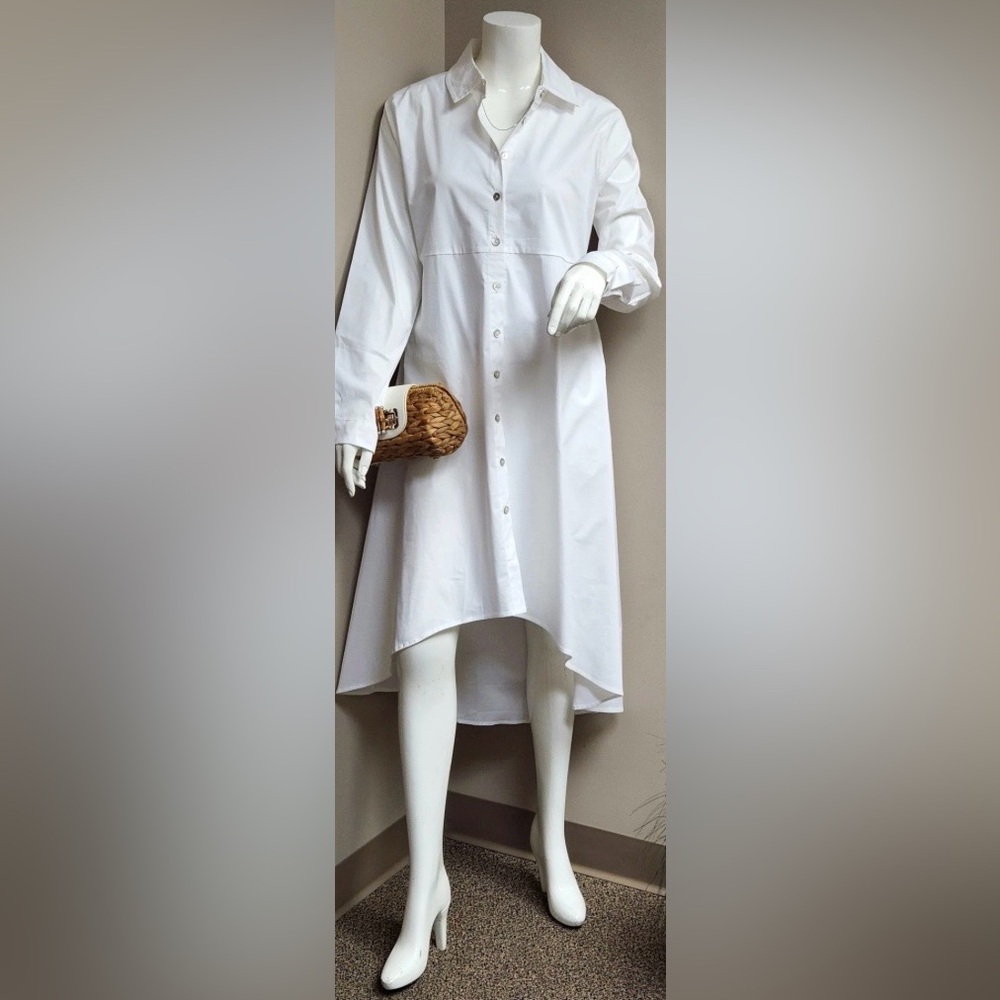 Zenana White shirt Dress